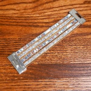 Express Silver Multi Embellished Cuff Bracelet